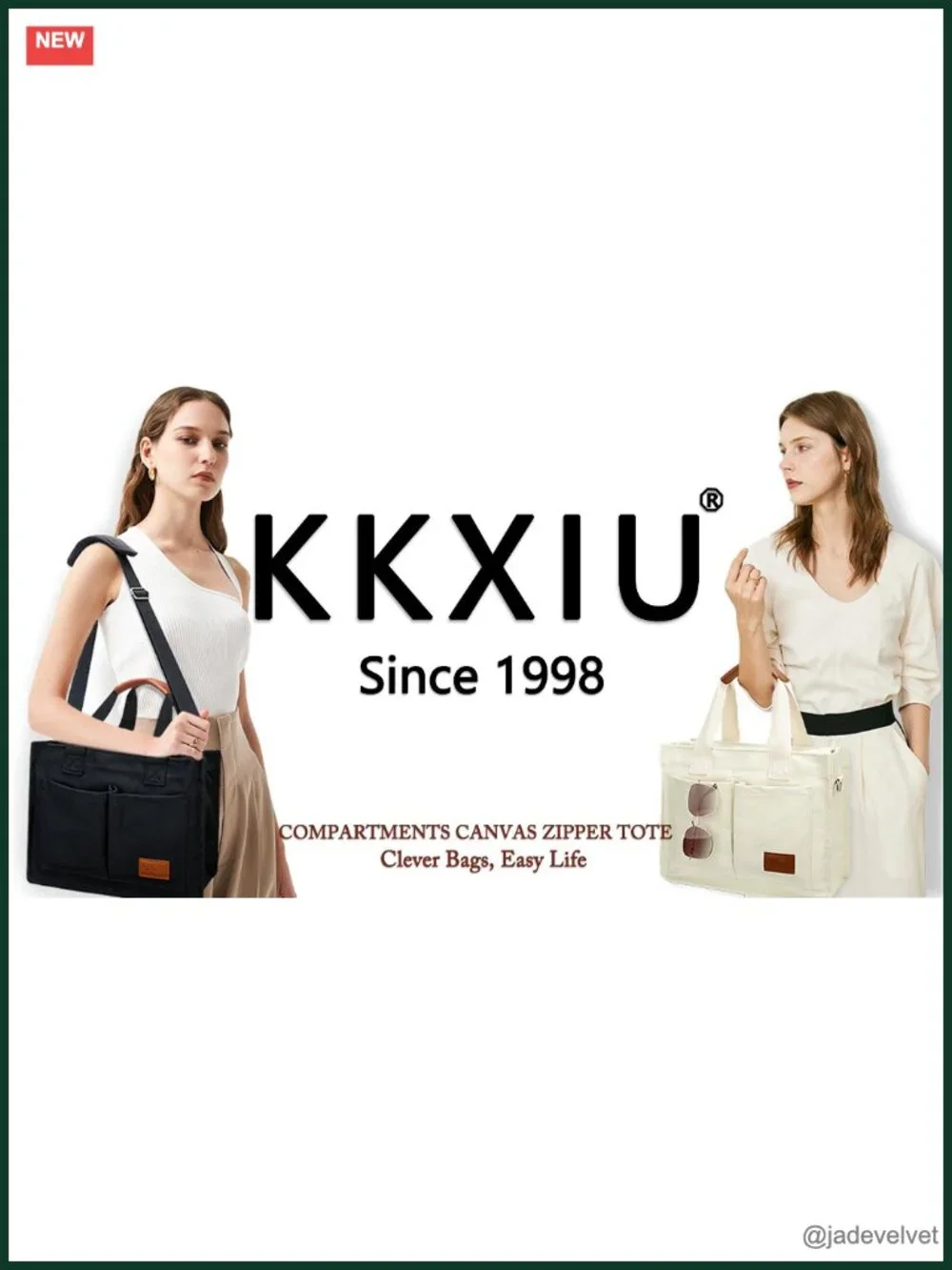 Large Canvas Tote Bag with Zipper and Compartments Crossbody Work Tote
